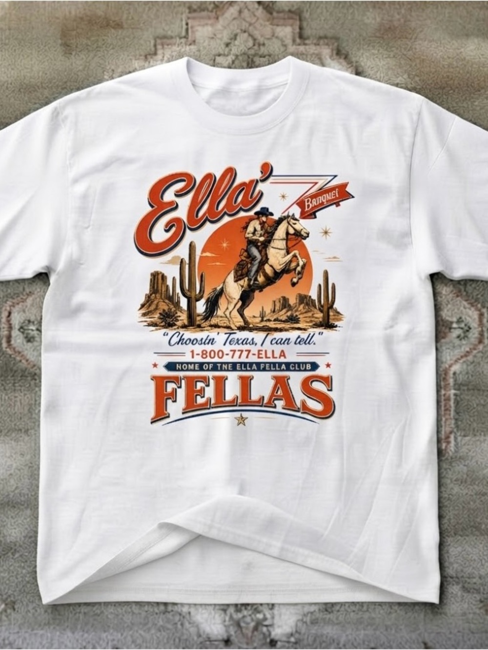 Ella’s Banquet Cowboy on Rearing Horse Western  Graphic T-Shirt